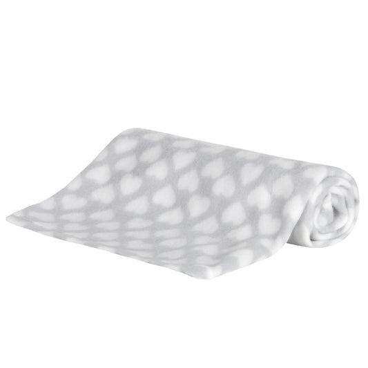 Baby Fleece Blanket for Pram, Crib, Moses Basket Carry Cot or Cot Bed - GREY HEART