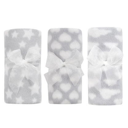 Baby Fleece Blanket for Pram, Crib, Moses Basket Carry Cot or Cot Bed - GREY (Set of 3)