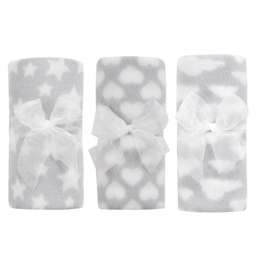 Baby Fleece Blanket for Pram, Crib, Moses Basket Carry Cot or Cot Bed - GREY (Set of 3)