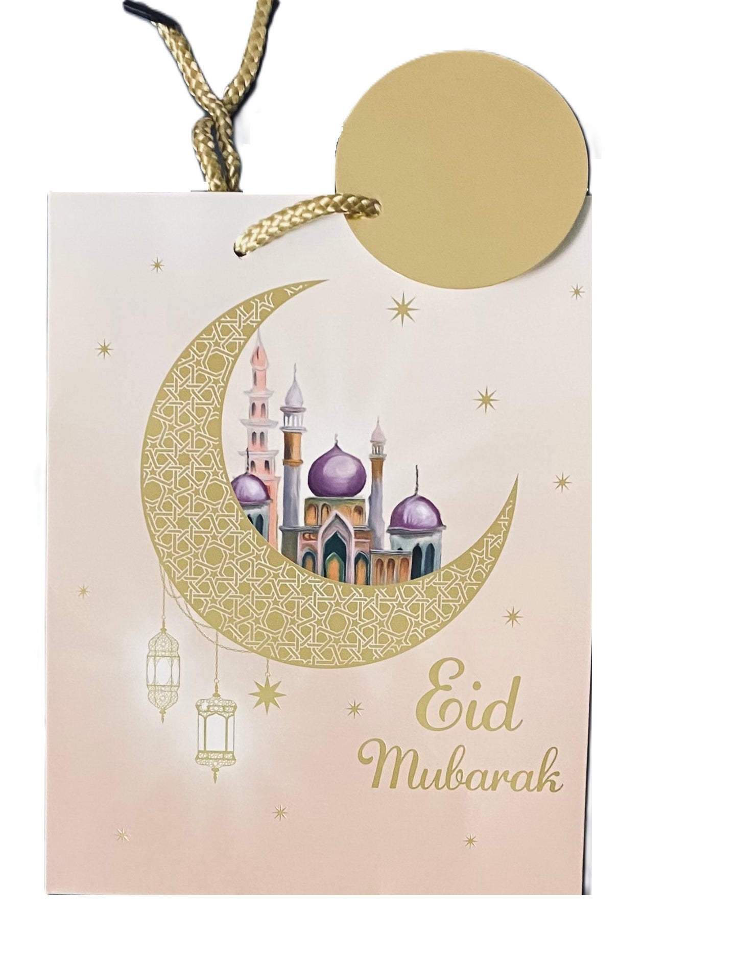 Medium 3D Foil Eid Mubarak Gift Bags With Twisted Tie Handle & Gift Tag