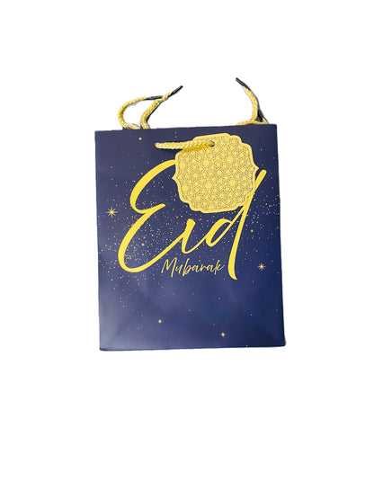 Medium 3D Foil Eid Mubarak Gift Bags With Twisted Tie Handle & Gift Tag