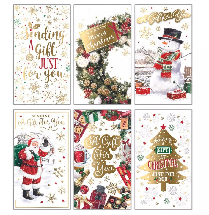 12 Assorted Cute Traditional Christmas Money Envelopes Gift Card Voucher Wallet| Random Selection| Lovely Seasonal Greetings Quality Paper Envelops| Self Sealing