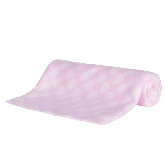 Baby Fleece Blanket for Pram, Crib, Moses Basket Carry Cot or Cot Bed - PINK HEART