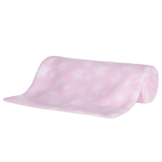 Baby Fleece Blanket for Pram, Crib, Moses Basket Carry Cot or Cot Bed - PINK STAR