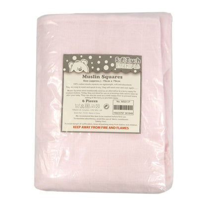 Pink Large Baby Muslin Squares (Set of 6)