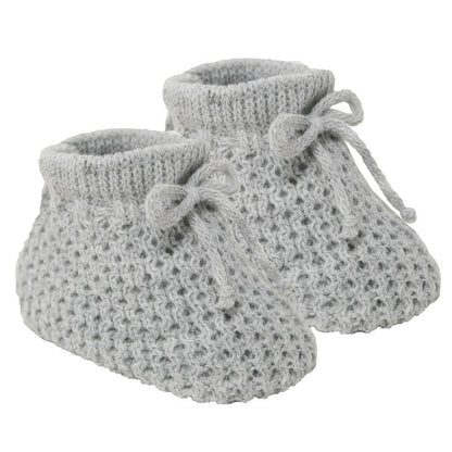 Knitted Baby Bootees with Lace - W/P/B/G/R/SG/Co/SB/RG/N