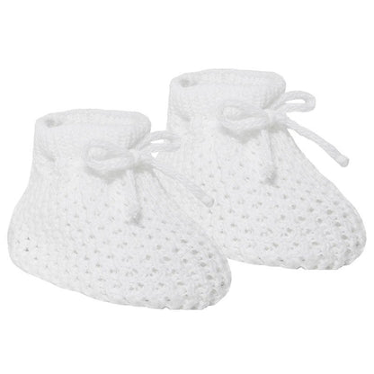 Knitted Baby Bootees with Lace - W/P/B/G/R/SG/Co/SB/RG/N