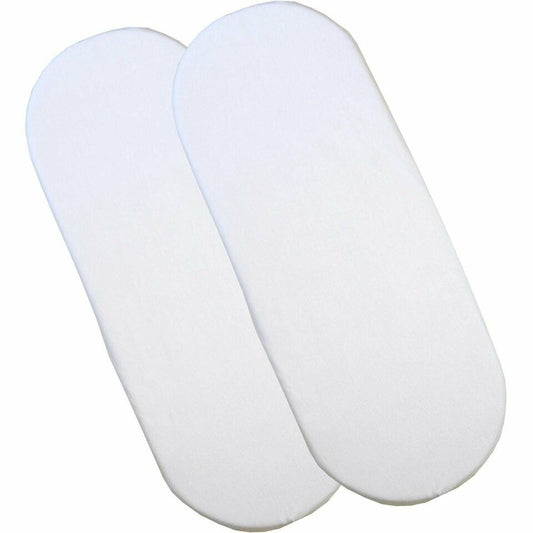 Premium Moses Basket Fitted Sheets - WHITE (Set of 2)