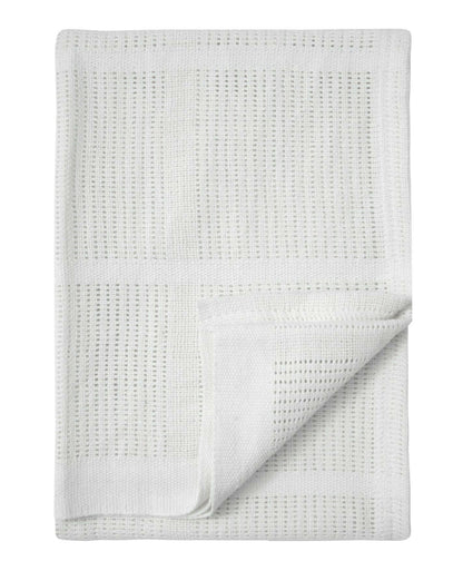 100% Cotton Baby Cellular Blanket for Crib Pram Carrycot Cot Bed - WHITE
