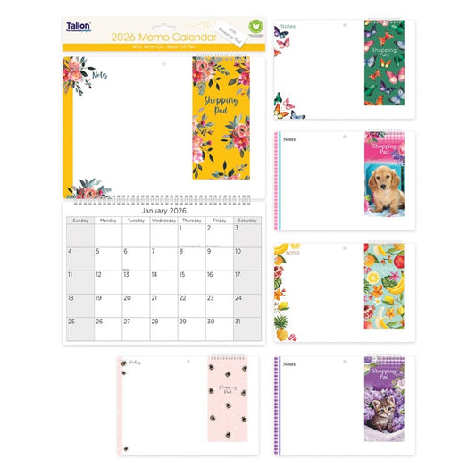 2026 Memo Calendar with Shopping List