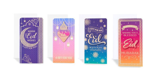Festive Pack of 4 Eid Mubarak Money Wallets