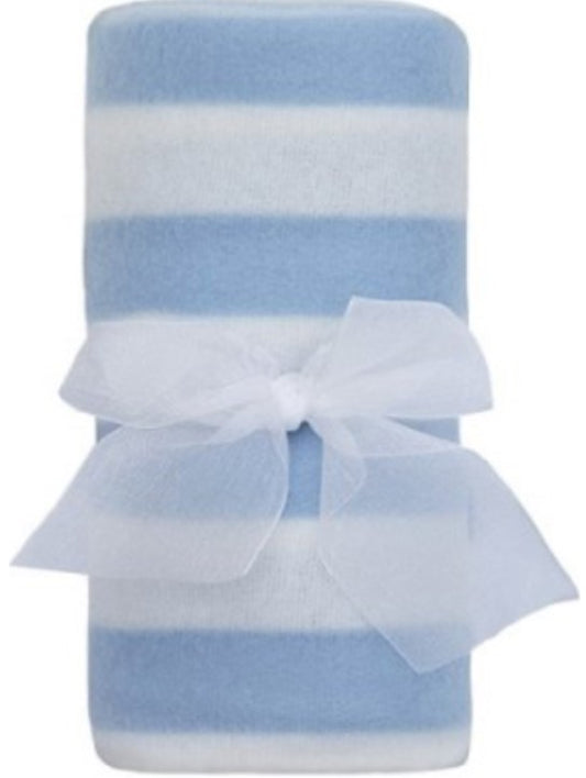 Baby Fleece Blanket for Pram, Crib, Moses Basket Carry Cot or Cot Bed - BLUE LINES