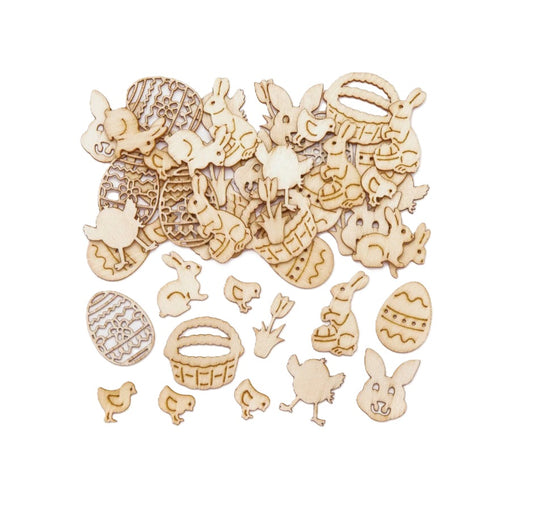 Arts and Crafts Easter Mini Wooden Shapes Embellishments for Scrapbook Card Making