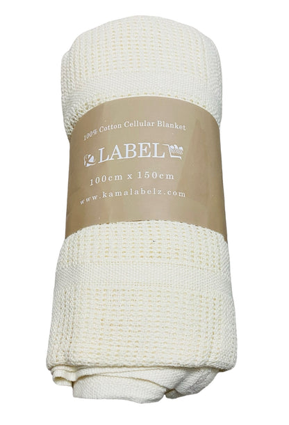 100% Cotton Baby Cellular Blanket for Crib Pram Carrycot Cot Bed - CREAM