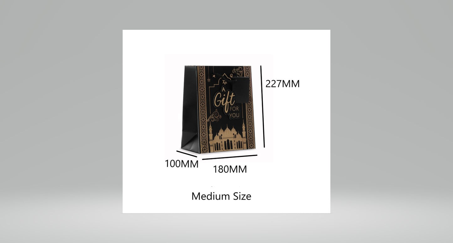 Medium 3D Foil Eid Mubarak Gift Bags With Twisted Tie Handle & Gift Tag