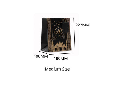 Medium 3D Foil Eid Mubarak Gift Bags With Twisted Tie Handle & Gift Tag (Set of 6)