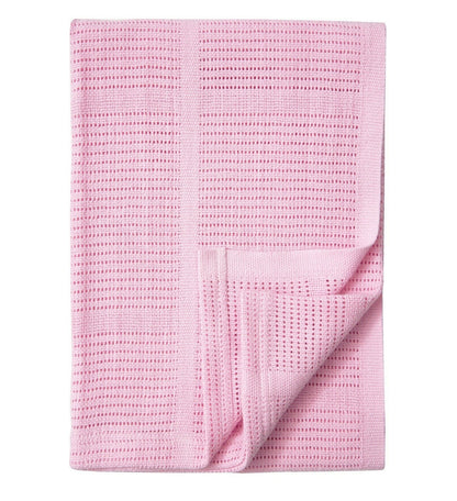 100% Cotton Baby Cellular Blanket for Crib Pram Carrycot Cot Bed - PINK