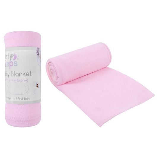Baby Fleece Blanket for Pram, Crib, Moses Basket Carry Cot or Cot Bed - PINK