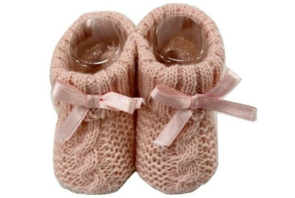 Newborn Soft Knitted Booties with Bow - P/B/SG/W/R/NB/Y/Co/RG