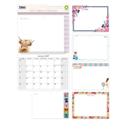 2027 Memo Calendar with Wipeable Board and Pen